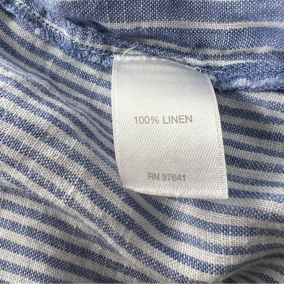 J. Jill Love Linen Essential Shirt Blue & White Mixed Striped Button Up Shirt - Picture 9 of 10